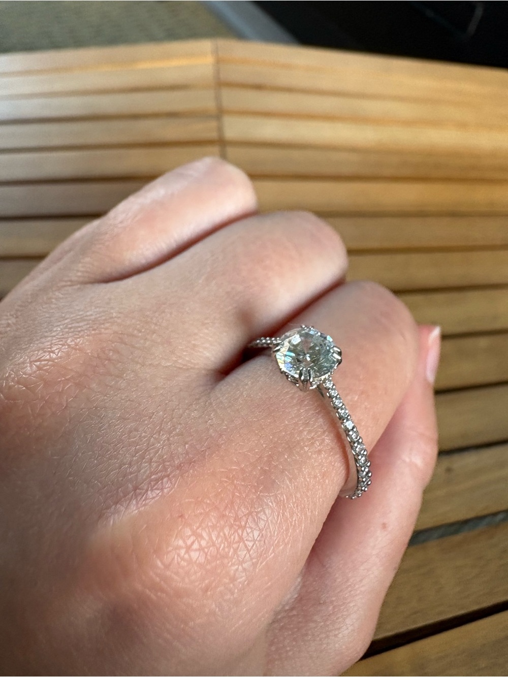 Swarovski Silver-Tone Round Crystal Pavé Engagement Ring